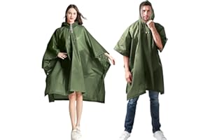 Bosdontek 2 Pezzi Poncho Antipioggia Impermeabile per Adulti, Riutilizzabile Poncho Impermeabile Portatile Mantella Antipiggia Uomo con Cappuccio per Festival Concerto Trekking Escursione