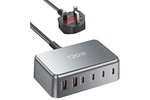 infino® 120W USB C Fast Charger Station - 6-Port GaN Wall Charger Power Adapter (4x USB-C 45W/20W, 2x USB-A 5V2.4A) for iPhone 16/15/14/13, Galaxy S25/S24 Ultra, iPad, Steam Deck, Office & Travel