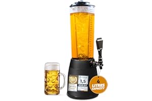 GOODS+GADGETS Beer-Tower XXL Drinks & Beverage Dispenser with Tap 4.0 litres with Ice Cooler - Beer Column from Bavaria (Black)