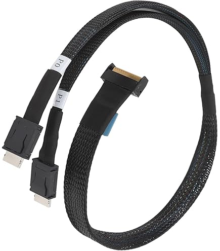 Cable de Datos para Disco Duro de Servidor PCI-E 5.0 GEN5 MCIO 8i a 2 * Mini SAS SFF-8087 en Ángulo Recto, 32Gbps, 50CM 100CM, Venta al Por Mayor