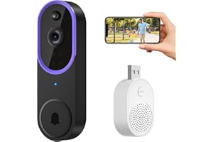 guggre Kabelloses Video-Türklingel, Nachtsicht 1080p Kamera, Bewegungsmelder, Wetterfeste Türklingel mit Ring Alarm, 2-Wege-Audio, inkl. Halterung und Zubehör für erhöhte Familienhaus-Sicherheit