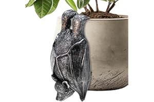 PEIQICHU Plant Pot Hanger Resin Statue Flower Pot Planter Hanging Decorative Bat Black Sculptures Outdoor Garden Lawn Ornaments Home Office Halloween Decoration (Bat)