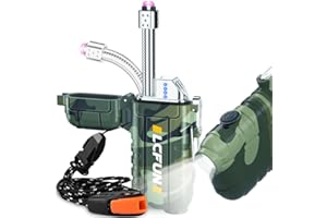 LCFUN Rechargeable Lighter, USB C Electric Lighter, Plasma Lighters with LED Battery Display, Waterproof Windproof Lighters, Arc Lighter for Candle, Camping, Survival, Hiking, Outdoor, BBQ, Gas Stove