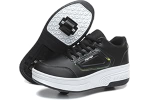 ROLLTONGOZ Scarpe Ragazza da Ragazzo con Ruote, 2 in 1 per Bambini, con rotelle, per Skateboard, Sneakers