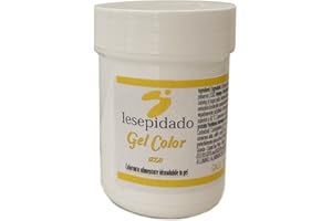 LESEPIDADO SRL Gel Color Alimentare 30gr Giallo. Molto concentrato. Ideale per prodotti a base acqua, per colorare panna, crema al burro, glassa, pasta di zucchero, impasti