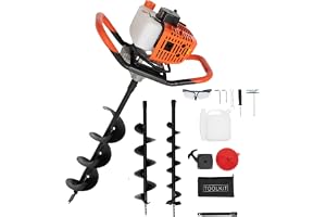 Jordborr bensin 52 ccm, 1 460 W, 3 borrar 100/150/200 mm, förlängning | 3 borrstorlekar + 300 mm förlängning + 1,2 l tank för staketstolpar, planteringshål och trädgårdsarbete
