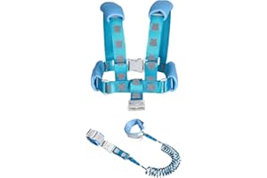 TOPWAYS Toddler Reins, Boy Girls Baby Walking Harness, 3in1 Toddler Anti Lost Leash with Lock and Reflective Anti Lost Safety Wrist Link Belt (Rabbit Reins Blue 1.5m)