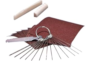 LGEGE Outils de guitare acoustique Limes pour sillet de guitare en papier sablé Chevalet Selle et écrou 13 limes aiguilles de tailles différentes avec circulaire