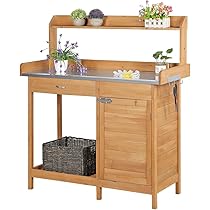 Tavolo Da Giardino In Legno Di Abete Con Ripiani - Naturale Resistente Alle Intemperie