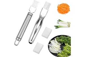 ADDLOTLOT 2 PCS Scallion Cutter Kitchen Scallion Cutters Shred Knife with Stainless Steel Scallions Cutter Vegetable Garlic Cutteres Food Speedy Chopper for Kitchen Cutting Vegetable Onion Garlic Cutteres Tool