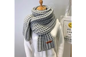 UKKD écharpe Écharpe Tricotée Hiver Foulards Femmes Foulards Longues Folles Vintage Grosse Écharpe Molle Chaude Pashmina Épaissie Laine