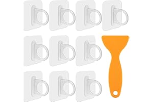 BOHORAY 10Pcs Self Adhesive Curtain Rod Bracket, curtain pole holder Towel Rod Drapery Hook Holder, No Drill Drapery Hook Holder for Kitchen Bathroom Living Room (10pcs, Transparent)