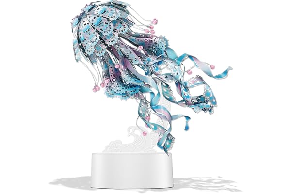Piececool Puzzle 3D Metal Maquette Méduses, Puzzle 3D Organismes Marins de Acier Inoxydable 430, Restauration 100%, Maquette Metal, Cadeau d'anniversaire pour 3D Puzzle Adulte, 61 Pièces (Bleu)