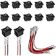 HUAREW Mini Rocker Switch T85 KCD1-101 2 Pin SPST Toggle Switch with Wiring Black (10 pcs)