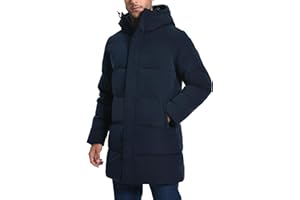 Pioneer Camp Doudoune Longue Homme Chaud Veste Matelassée pour Hommes Coupe-vent Imperméable Parka avec Capuche et Poche Manteau Hiver pour L'Automne/Hiver