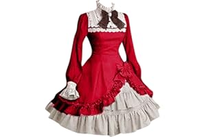 LOSSLO Steampunk, vestito da donna gotico, con fiocco, colletto alto, maniche svasate, bella principessa, abito da festa vittoriana, vestito da ballo, vestito medievale