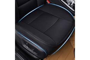 FOUNDCOOL Universal Black Luxury PU Leather Car Seat Bottom Cover Full Wrapping Edge Driver Front Seat Cover Protector Pad Driving Anti-Slip Mat For Most Cars SUVs Vehicles