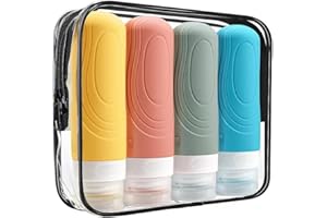 Lockimo Silikon Reiseflaschen Set Zum Befüllen - 4 Stück 90 ml Reiseflaschen Set Shampoo Flaschen Zum Befüllen Travel Essentials Reise Zubehör