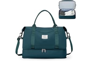 HPLQQ Sac de Voyage Femme, Bagage Cabine 40x20x25 Ryanair Imperméable Sac de Sport avec Compartiment Chaussures, Sac Voyage Cabine Avion Sac Weekend Sac Maternité pour Travel Gym Danse,F4-Bleu Paon