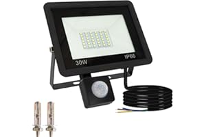 Caldarax 30W Projecteur LED Exterieur Detecteur de Mouvement, 3000LM 6000K Blanc Froid Spot LED Extérieur avec Detecteur, Eclairage de Sécurité Extérieur Etanche IP66 pour Garage, Jardin, Patio