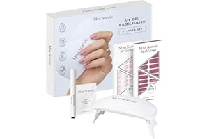 ‎MISS SOPHIE Original Miss Sophie UV Starterset I Selbstklebende UV Nagelfolien I Nagelaufkleber in Rosewood Love & Rose Babyboomer I Kein Absplittern I Langer Halt I Schnelle & einfache Anwendung