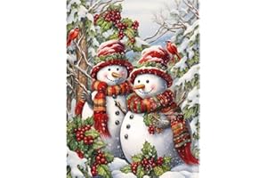 ASKKQTX Christmas Diamond Painting Kits for Adults,Cristmas Snowman Diamond Art Kits DIY 5D Round Full Drill Gem Art Kits for Beginner,Winter Cardinals Diamond Dots Painting Kit for Home Wall Decor 12x16 Inch