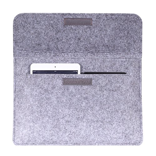 MoKo Surface 3 / Pro 4 / MacBook Air 11.6″ Filz Sleeve Hülle – Ultrabook Laptoptasche Notebooktasche Laptop Tasche Schutzhülle mit Karten-Slot / Kleine Filz Bag für 10″-11″ Zoll Tablets, Hellgrau - 4