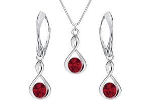 PANDA LUXURY JEWELLERY Schmuckset für Damen Unendlichkeit Ohrringe Silber 925 Hängend Kette Damen mit Anhänger Schmuck Set für Sie mit Kristallen Infinity Ohrringe Hängend und Halskette Mädchen Geschenk Handmade: ohrringe