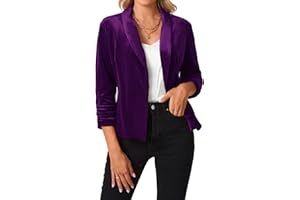 MINTLIMIT Femme Casual Blazer Velours Manche 3/4 Bureau Affaires Jackets Élégant Cardigan Blouson Jacket Veste De Costume
