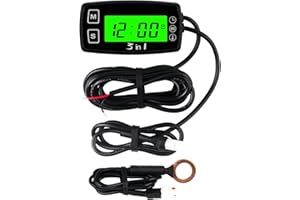 Runleader Jauge de température du moteur LCD numérique Voltmètre, rappel d'alerte programmable, affichage de l'horloge, sélection du mode de rétroéclairage pour moto de générateur Dirtbike ATV