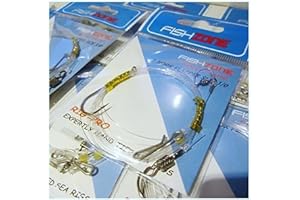 FISHZONE RIG PRO SERIES - Value 10 Packs of Single Type Commercial Quality FLAPPER Ready Tied Rigs - Ideal for Sea and Shore Fishing (1, 2 and 3 hooks available)