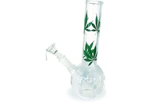 UNBEKANNT Glasbong mit Kugel 22cm hoch 36mm Durchmesser am Mundstück 14,5er Schliff am Chillum 1teilig