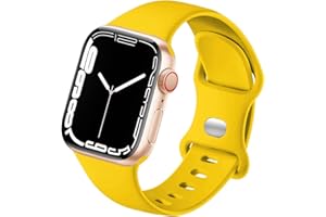 HdanMole Kompatibel mit Apple Watch Armband 38mm 40mm 41mm 42mm 44mm 45mm 46mm, Weiches Silikon Sport Armband Ersatz für iWatch Series 10 9 8 7 6 5 4 3 2 1 SE Herren Damen, Gelb