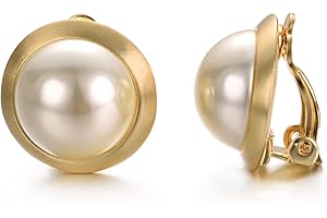 Vissen Grosse Perles Boucle d'oreille Clips Femme oreilles non percées Plaqué or Strass Chic Bijoux Accessoires ideal Cadeau