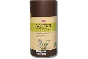 SATTVA AYURVEDA Sattva Natural Hair Color - Henna for Allergies - Organic Plant-Based Hair Dye for Natural Hair Color, Henna Hair Dye for Volume and Shine - Double Portion - ECOCERT (Dark Brown, 150)