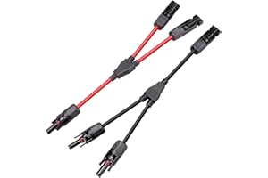 Coomoors 4 mm² Solarkabel Y-Verteiler,1 Paar Solarpanel Y Stecker, Solarpanel Stecker Solaranschluss Y-Zweig Paralleladapter, für Solaranlage Steckerfertig(Rot +Schwarz)