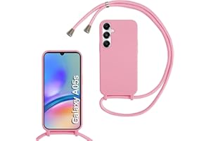 Haygdz Silikon Handykette für Samsung Galaxy A05S Hülle mit Band,Verstellbarer Halskette Handyhülle,Necklace Hülle mit Band,Handyhülle für zum Umhängen,Case mit Schnur, Rosa
