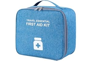 HIOQFR Trousse de Secours Vide Grande Trousse Medicaments Voyage Trousse Pharmacie Portable Trousse Premiers Secours Voiture Sac de Médecine de Grande Capacité Sac D'Urgence Médical Étanche-Bleu ciel