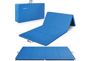 BalanceFrom GoGym All-Purpose Extra Thick High Density Anti-Tear Gymnastics Gym Folding Exercise Aerobics Mats, 304x121cm/10x4ft, 2-Inch Thick, (Blue)