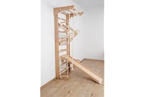 Sprossenwand, Klettergerüst Kinder-5-220, Indoor Holz Sportgerät, Kletterwand, Kinder, Turnwand, Gym