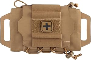 GYDEHUTJ Pochette Tactique Militaire Molle Ceinture de Premiers Soins Rapide Pochette de Survie Système en Deux Parties Porte-médicaments en Rouleau Sac à poignée en hypalon