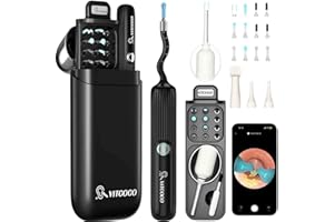 ‎VITCOCO Earwax Remover Otoscope, VITCOCO 1080P HD Ear Cleaner with Painless Tweezers, Flexible Ear Cleaner with IP67 Waterproof, 12 Soft Tips, 3 Inspection Heads, for Adults, Children and Pets