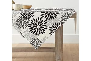 Artoid Mode Kwiaty czarne dalie obrus, sezonowa, dekoracja stołu kuchennego, na urlop, imprezę, 85 x 85 cm