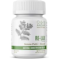 AADAR Re-LAX Constipation Relief, Ayurvedic Digestion Support and Bowel Wellness Capsules, 60 units - with Senna, Harade…