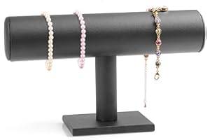 Aobuviou Black Bracelet Display Stand Leather T-Bar Jewellery Display Stand Bracelet Holder Watch Stand Organizer for Bangle Necklace Pendants Anklet