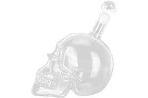 KIKYO Recipiente de Vino, Botella de Vino de Cristal con Forma de Calavera Recipiente de Botella de Whisky Transparente para Licor de Vodka(1000ML)