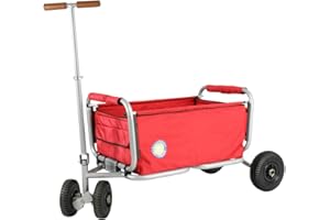 ‎BEACHTREKKER Beachtrekker Life Faltbarer Bollerwagen + Feststellbremse, klappbarer Handwagen mit Vollgummireifen (Rot)