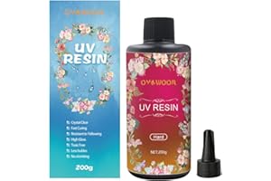 IHRDNNR 200g Resina UV Cristallo Trasparente Duro Ultravioletto Resina Epossidica Liquida fai da te Ciondoli Artistici Orecchini Collane Nail Art Colla UV resina per la Creazione di Gioielli (DY200)