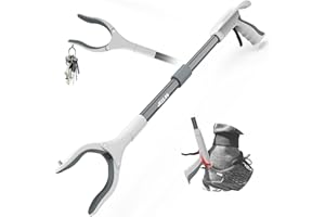 Jellas Pinza Telescopica, 80 cm Pinza Telescopica Pieghevole, Pinza Prensile, Raccoglitore di Immondizia, Pinza Morsetto in Gomma (Grigio)
