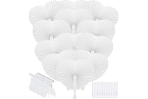 XCMVCN 96 unidades de decoración de boda con lazos y forma de corazón, abanico blanco, fiestas, manualidades y decoración divertida.